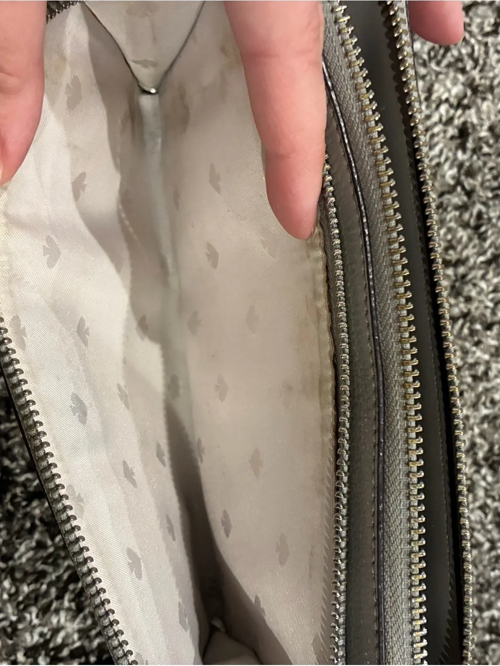 kate spade gray leather zip wristlet
